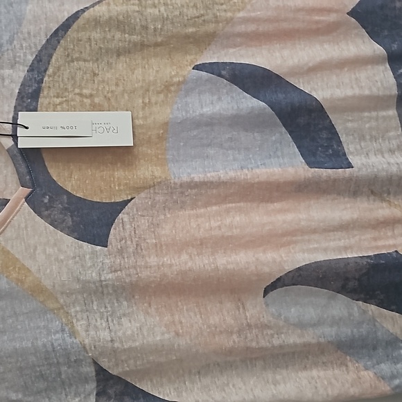 Rachel Zoe Womens 100% Linen Top Multi Color Short Sleeve Artsy Casual S-M - Picture 4 of 7